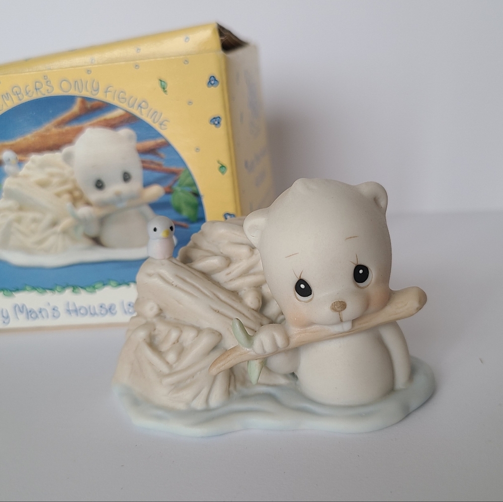 Vintage Precious Moments Members Only Beaver Collectible Porcelain Figurine